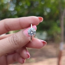 EASTER Offer! 2.00CT Round Cut Natural Diamond Wedding Ring In 14k White Gold