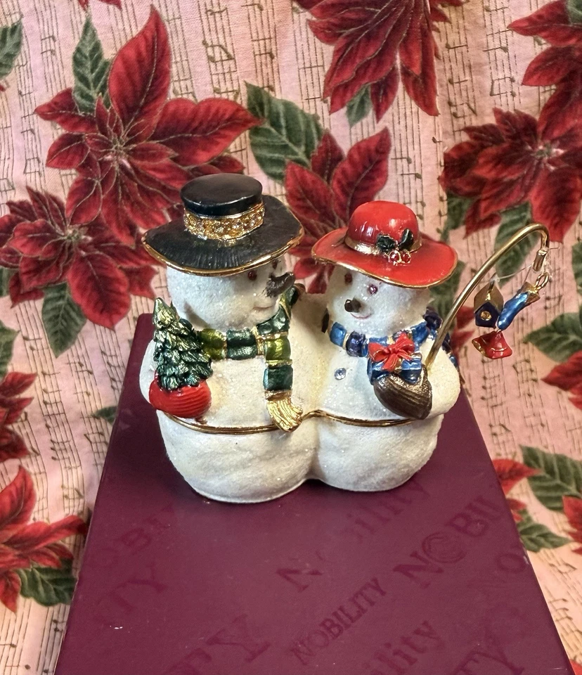 Beautiful Jeweled Nobility Enameled Magnetic Closure Snowmen - Image 2 of 4