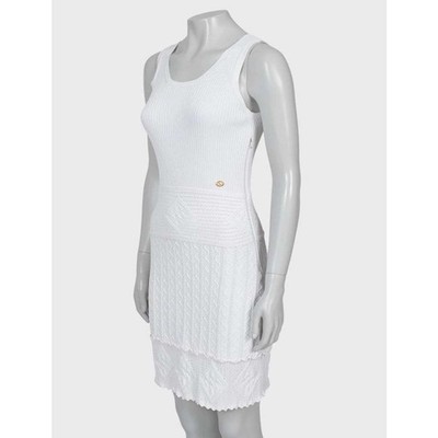 Authentic Chanel Dress size 38, Knee length, White, Gold CC Logo detail