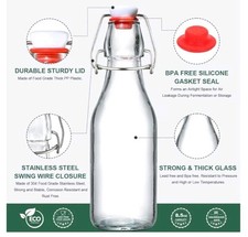 Swing Top Glass Bottles w/Stoppers and Pouring Spout/Set of 6/ Holds 8 oz