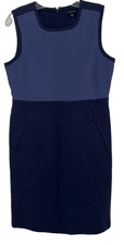 NWT Lands End Blue Sheath Dress Stretch With Pockets Women’s Size 10P