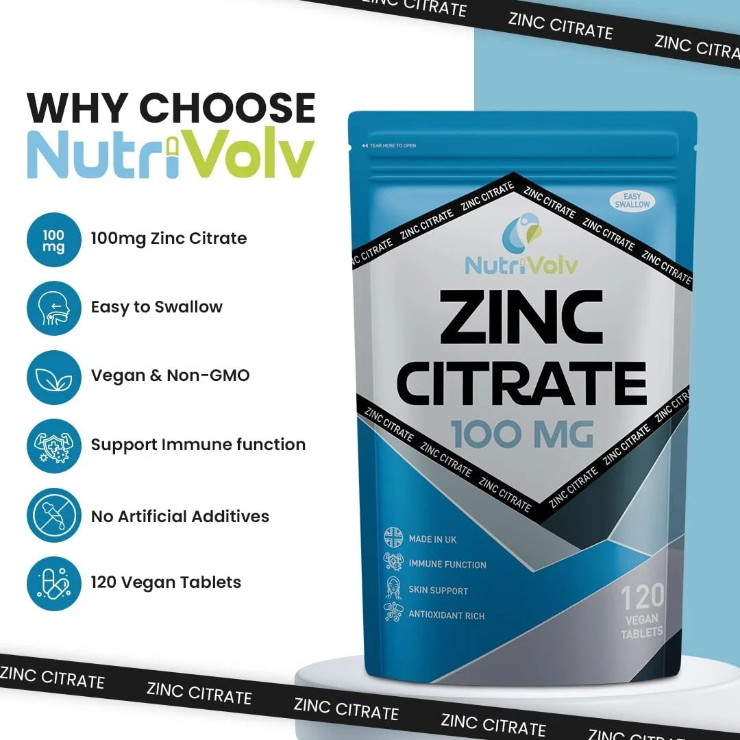 3X Zinc Citrate 100mg Supplements Hair 3X120 Tablets  exp 10.27 L13