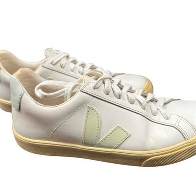 Veja Esplar White leather Sneakers with Matcha Logo mint Women's size 6 (37) EUC