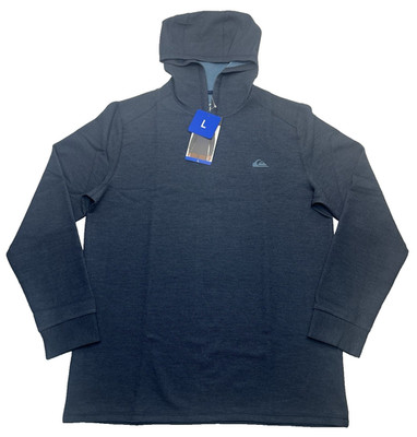 NWT Quicksilver Mens Large Blue Long Sleeve Dry Flight Hooded Shirt