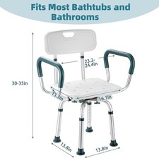 Swivel Shower Chair with Arms and Back, 400 Lbs Heavy Duty Shower Seat for insid