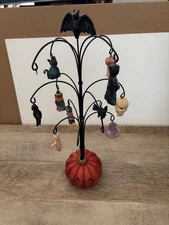 Halloween Ornament Tree - Sparkly Pumpkin Base - Missing 3 Ornaments