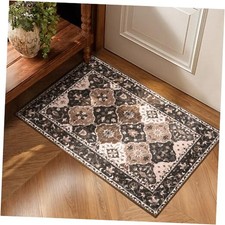 Moroccan Washable Rugs for Entryway, Faux Wool 2x3 Small Area Rug for Kitchen