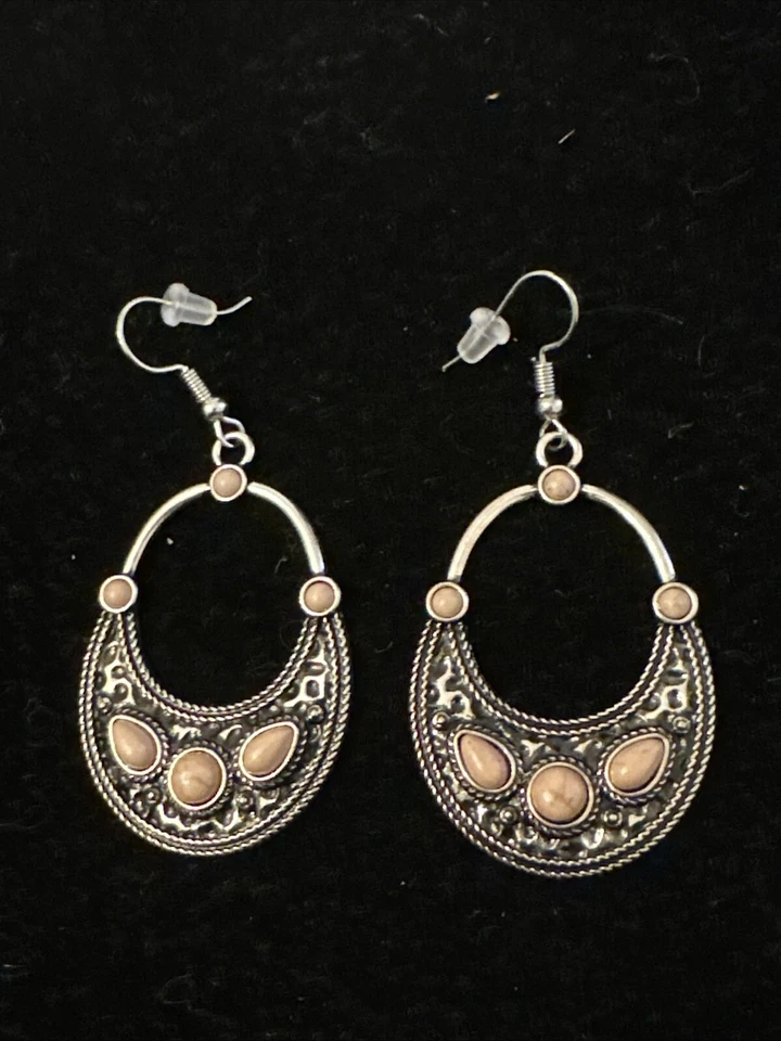 Brincos de prata cáqui pedra areia J CREW pendurados NOVO LANCE 4 CARIDADE❤️297 - Imagem 2 de 3