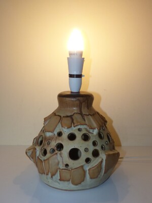 Vintage große Regal Keramik Halifax Brutalist Tischlampe 70er Jahre