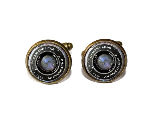 Vintage Camera Lens Photographer Handmade Glass Metal Cufflinks Wedding - Picture 4 of 11