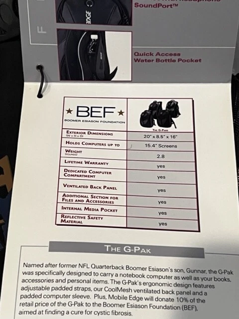 Mochila para portátil Mobile Edge G-Pak BEFGP7 15,4" carbón/rojo nueva con etiquetas Foto 4 de 4