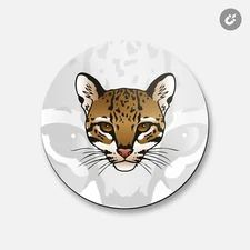 Ocelot Face Animal | 4'' X 4'' Round Decorative Magnet