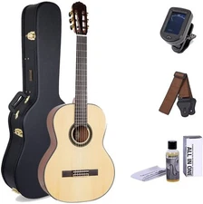 Crossrock 39" Full-Size Classical Acoustic Guitar with Hard Case, Nylon Strings