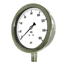 PIC Gauges 6001-2LCC Bottom Mount Dry Process Pressure Gauge w/ SS