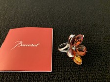 Bague fleur psydélic orangé rouge rose cristal de Baccarat taille 53