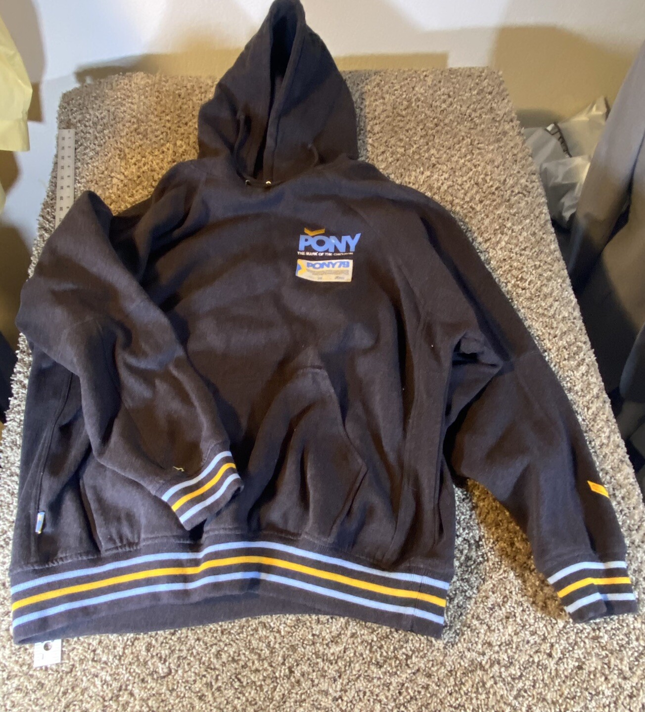 Giacca Pony 79 Vintage Unisex Taglia XL Made In USA Nera Resistente Sfuzzy