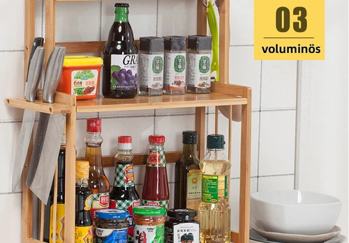 3 Ebenen Regal Holzregal Bambus Standregal Bücherregal Küchenregal Gewürzregal - Bild 8 von 8