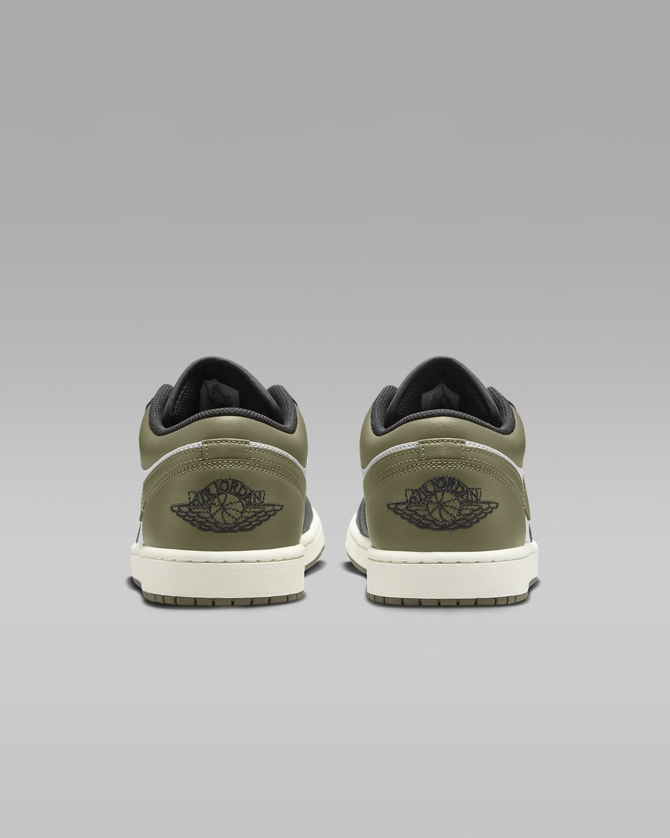 553558-092 Nike Air Jordan 1 Low Black Medium Olive White