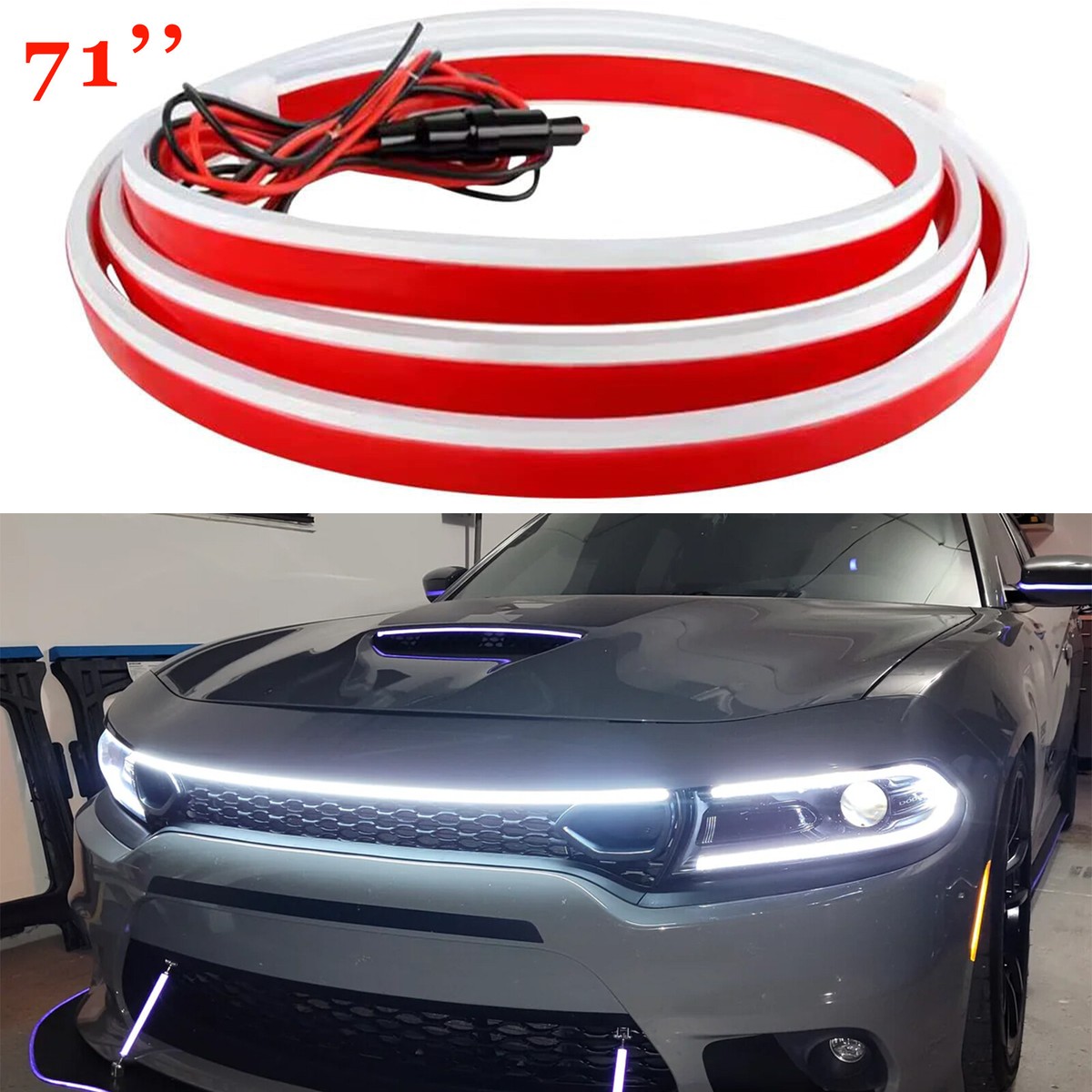 For Dodge Charger 71'' 180cm Scan Start Up Dynamic Car Hood LED
