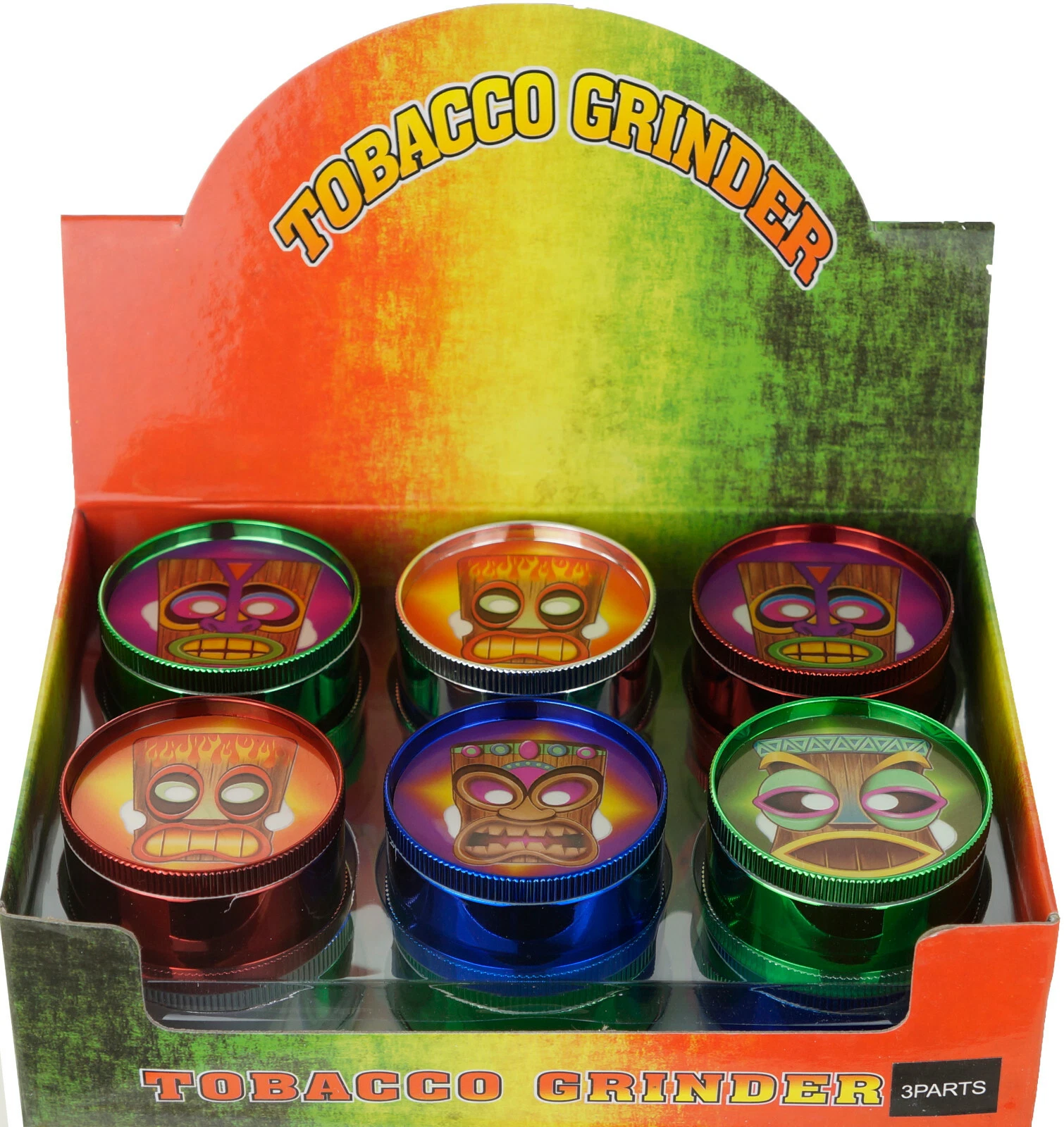 12 PACK 2" 3 PC Weight Tiki Tobacco Herb Spice Grinder Mixed Candy Color