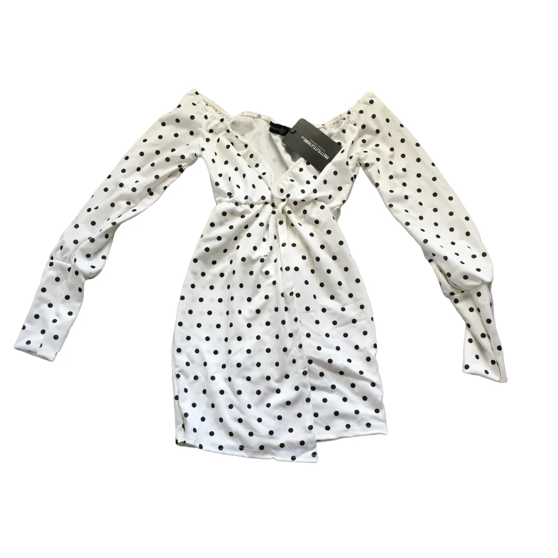 Polka dot top wrap mini dress