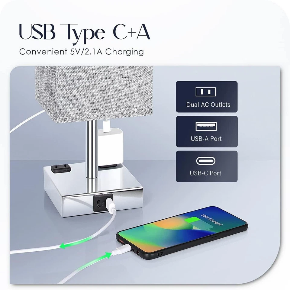 Table Lamp-Touch Control with USB Charging Ports For Bedroom Buy 2 Get 20% Off - Image 3 of 4