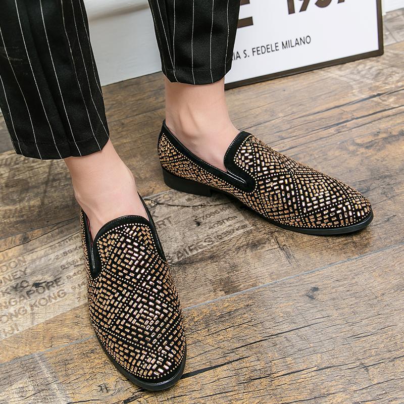 SAOLA Elegante abito alla moda uomo strass Oxford scarpe pull on piatte oversize