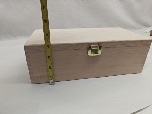 Unfinished Wooden Box -paintable Box w/Hinges/Clasp-Outside Dimensions 12"X6"X4" - Picture 6 of 11
