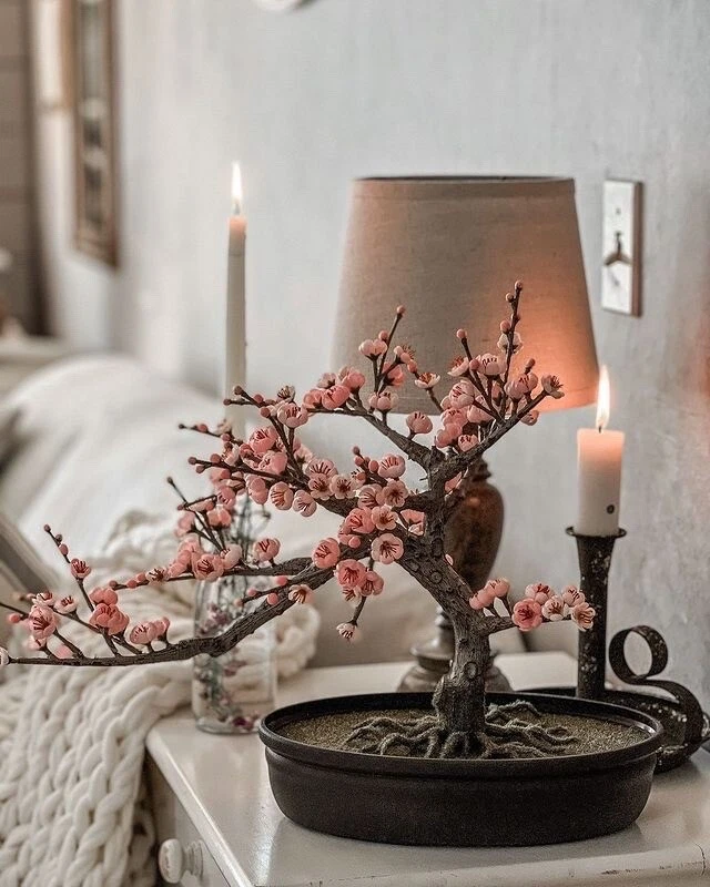 "Árbol artificial estilo bonsái flor de cerezo de 15"" con maceta decorativa". Minorista $98 Foto 3 de 4