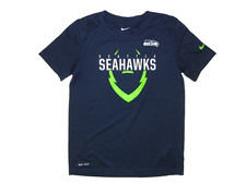 Nike SEATTLE SEAHAWKS Team Blue NFL FOOTBALL T-SHIRT Fan Gym Gear Kid Sz YOUTH M