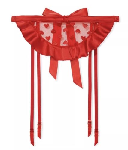 Victoria’s Secret Dream Angels Red Hearts Embroidered Apron Garter Belt M/L NWT - Picture 1 of 6