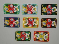 Rectangular Wooden Fridge Magnet Narrow Boat Barge Ware Canal Folk Style Art