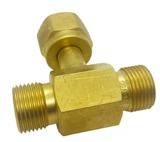 Oxygen Gas Y Adaptor Connect 2 Regulators To 1 Bottle, Manifold, CGA 540
