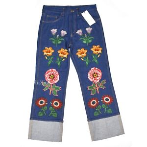 mens floral embroidered jeans