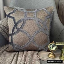 Gray Throw Pillow Cover Velvet Pillowcases Pillowcase Geometric- Ashen Interlock