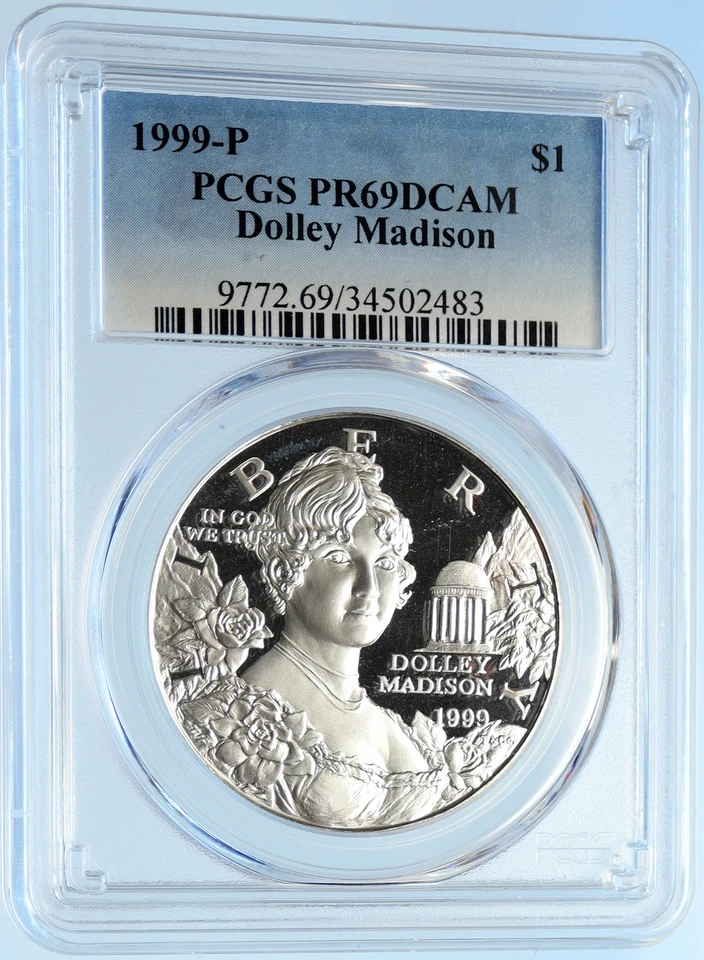 1999 USA United States FIRST LADY DOLLEY MADISON Proof Silver $ Coin NGC i97537 - Image 3 of 4