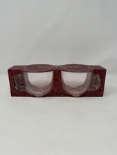 set of 2 Seeds And Sunshine pink Clear Glass Teacups coffee bar decor mugs nib