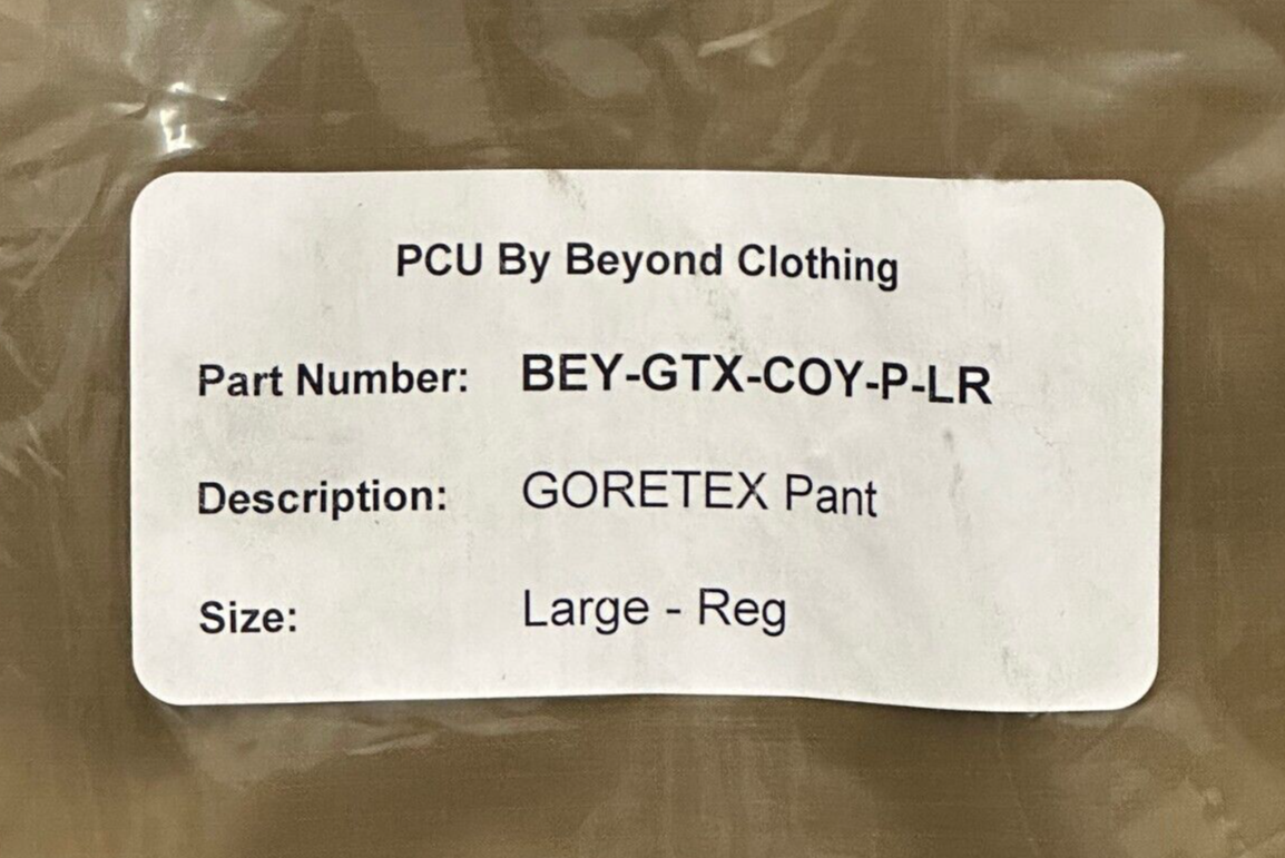 NOS Beyond Clothing, Level 6 GoreTex Pants Sz LR Coyote Brown, US