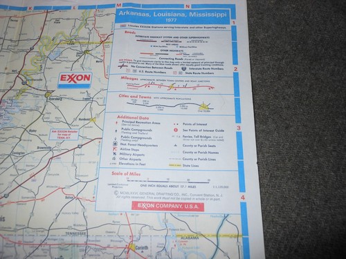 Vintage Exxon Karte von Arkansas, Louisiana und Mississippi, 1977, gebraucht - Bild 7 von 7
