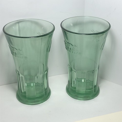 Coca Cola Gläser schwer grün 16oz Libbey Trinken Flared Top 2er Set - Bild 5 von 8