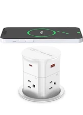 ANNQUAN 3.15" Pop Up Countertop Outlet with 15W Wireless Charger, Max 20W
