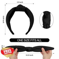 CURASA Non Slip Knotted Headband Black Fabric Top Knot