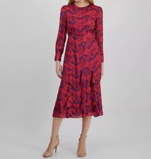 Tahari ASL Women's Pink Cascading Ruffle Dress Size 4