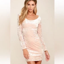Lulus Deja Vu Pink Velvet Bodycon Mini Dress Womens Large Feminine Party Fairy