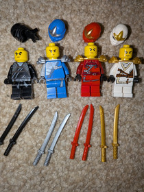 4x Lego Ninjago ZX Minifigure Lot All 4 Ninjas Kai Zane Cole Jay 9449 RARE LOT