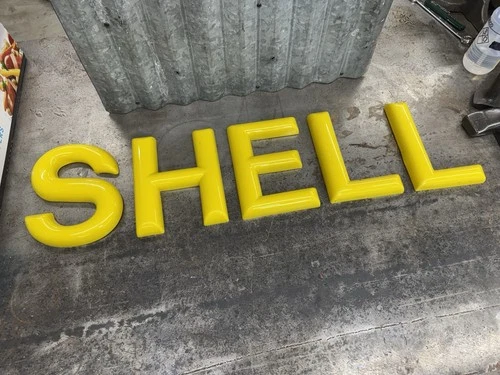 Shell Oil Gas Station Letter Sign Plastic Vintage