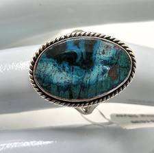 Natural Chrysocolla Malachite Ring 925 Sterling Silver Size 7.5