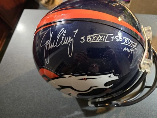 John Elway Autograph Inscription SBXXX11&SBXXX111 MVP Full-size Replica Helmet