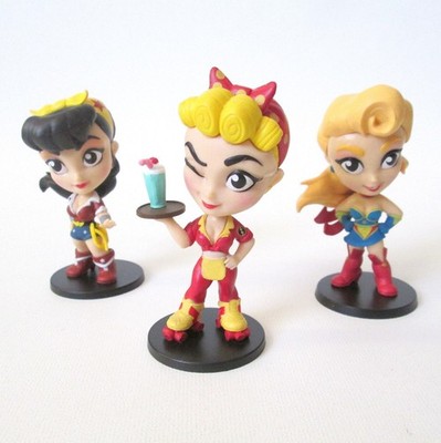 DC Lil Bombshells Three PVC Figure Lot Wonder Women Supergirl Jesse Quick Flash