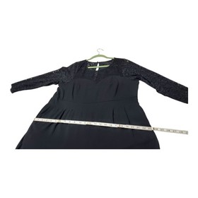 Torrid Challis Black Lace Wide Leg Jumpsuit Size 3X Side Zip Pockets 3/4 Sleeve